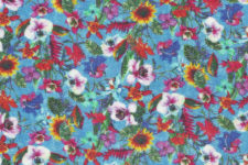 Multi coloured flowers on light blue