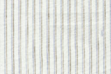 Brown and blue stripes on white - linen