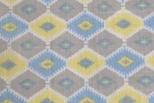 Blue and yellow abstract diamonds - linen