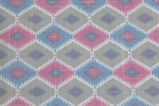 Blue and pink abstract diamonds - linen